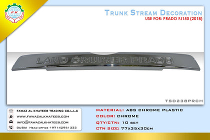 GTK Car Rear Trunk Streamer Lid Cover Prado FJ150 2018-2022, ABS Black