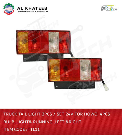 Truck Tail Light 2PCS/SET 24V for Howo 4PCS Bulb Light & Runiing Left & Right