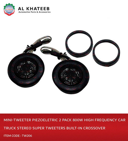 Al Khateeb Mini-Tweeter Piezoeletric 2 Pack 800W High Frequency Car Truck Stereo Super Tweeters Built-In Crossover - Tw206