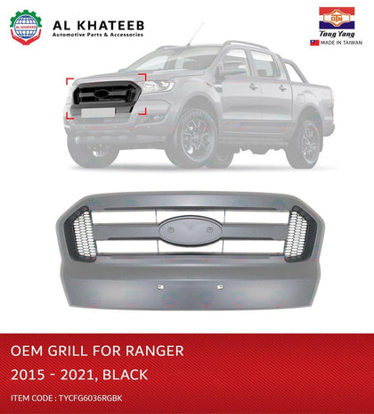 Al Khateeb Oem Front Grille Black With Mesh For Ranger 2015-2021