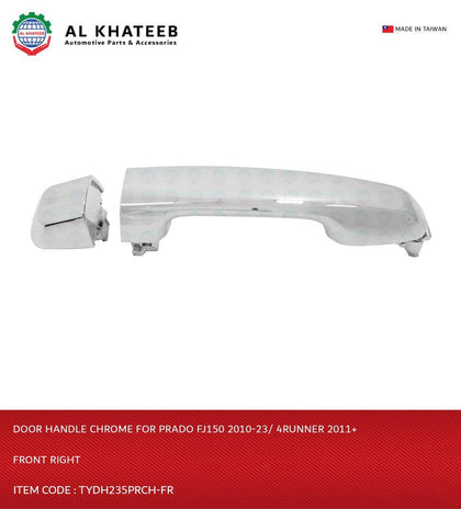 Al Khateb Hushan Car Front Exterior Door Handle Chrome With Keyhole Prado FJ150 2010-2023 4Runner 2011+, Front Right 2Pcs