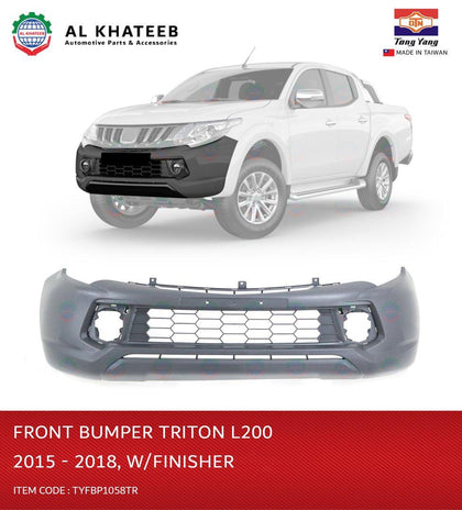 Al Khateeb TYG Front Bumper Matt-Dark Gray Without Flare Hole With Bumper Grille For Triton L200 2015-2018