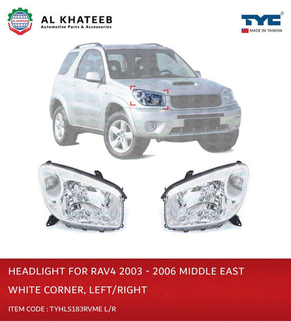 TYC Car Headlight With White Corner Rav4 2003-2006 Left, Middle East