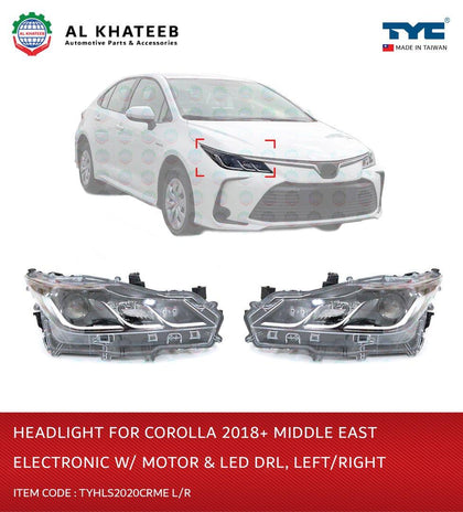Al Khateeb TYC Car Headlight Electric With Motor And LED Drl Corolla 2018+ Left Middle East