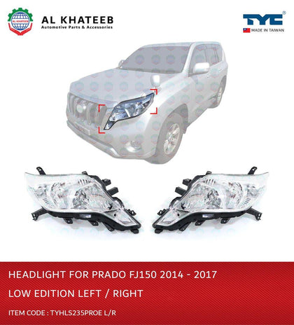 Al Khateeb TYC Car Headlight Prado FJ150 2014-2017 Right, Low Edition