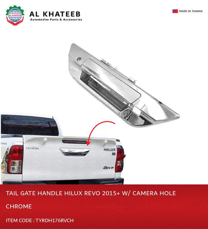 Al Khateeb TYC Car Exterior Tail Gate Side Handle Door With Camera Hole Hilux 2015+, Chrome