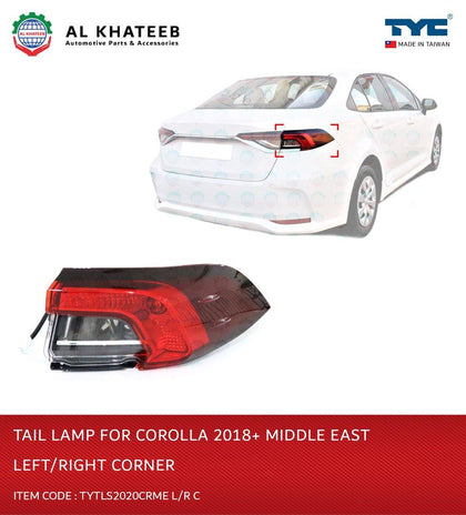 Al Khateeb TYC Car Replacement Tail Light Corolla 2018+ Right Corner, Middle East