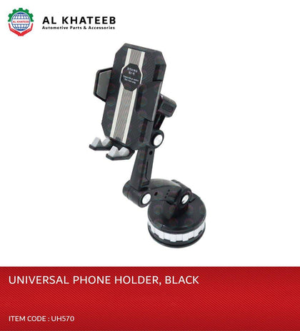 Al Khateeb Universal Car Phone Mount Holder For Car Dashboard Windshield Air Vent Adjustable Long Arm Strong Suction, Black Uh570