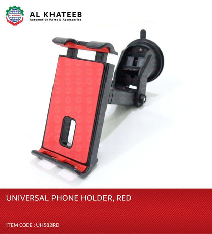 Al Khateeb Universal Car Phone Mount Holder For Car Dashboard Windshield Air Vent Adjustable Long Arm Strong Suction, Red Uh582