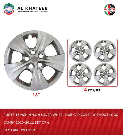 Ruote 16Inch Nylon Silver Wheel Hub Cap Cover Without Logo Camry 2010-2011, Set Of 4