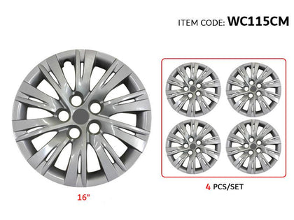 Ruote Camry 16Inch Nylon Silver Wheel Hub Cap Cover Without Logo, Set Of 4