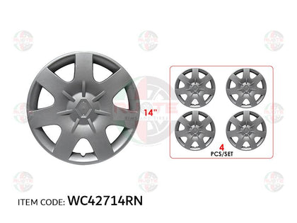 Ruote Renault Universal Car 14Inch Nylon Silver Wheel Hub Cap Cover, Set Of 4 - Wc42714Sr