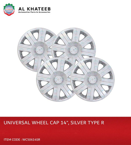 Ruote 14 Inch Silver Universal Type R Hubcap Wheel Covers - Set Of 4