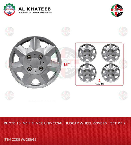 Ruote 15 Inch Silver Universal Hubcap Wheel Covers - Set Of 4