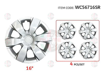 Ruote Universal Car Type R Wheel Cap Cover/ Hubcap Silver 16