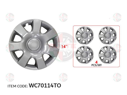 Ruote 14Inch Nylon Silver Wheel Hub Cap Cover With Toyota Logo Camry 2005-2006, Set Of 4
