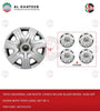 Universal Car 13Inch Nylon Silver Wheel Hub Cap Cover With Logo, Set Of 4 Wc70313