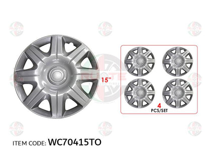 Ruote 15Inch Nylon Silver Wheel Hub Cap Cover With Toyota Logo Camry 2004+, Set Of 4 Wc70415