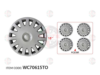 Ruote 15Inch Nylon Silver Wheel Hub Cap Cover With Toyota Logo Camry 2002-2003, Set Of 4 Wc70615