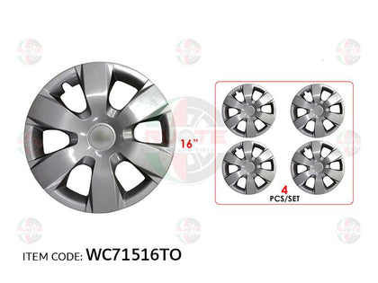 Ruote 16Inch Nylon Silver Wheel Hub Cap Cover With Toyota Logo Hilux Vigo 2009-2012, Set Of 4 Wc71516