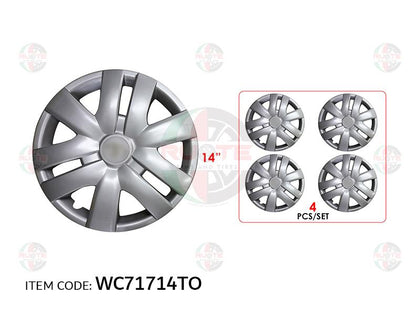 Ruote 14Inch Nylon Silver Wheel Hub Cap Cover With Toyota Logo Yaris/Vios 2006-2013, Set Of 4 Wc71614