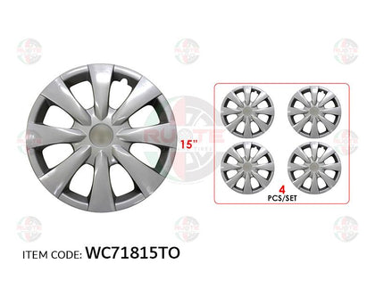 Ruote 14Inch Nylon Silver Wheel Hub Cap Cover With Toyota Logo Corolla 2008-2013, Set Of 4 Wc71815