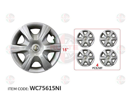 Ruote 15Inch Nylon Silver Wheel Hub Cap Cover With Logo Tiida 2008-2011, Set Of 4