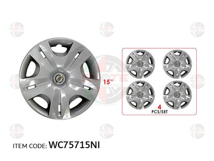 Ruote 15Inch Nylon Silver Wheel Hub Cap Cover With Logo Sunny 2013+, Set Of 4