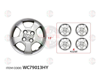 Ruote 13Inch Nylon Silver Wheel Hub Cap Cover With Logo Accent 1998-2001, Set Of 4