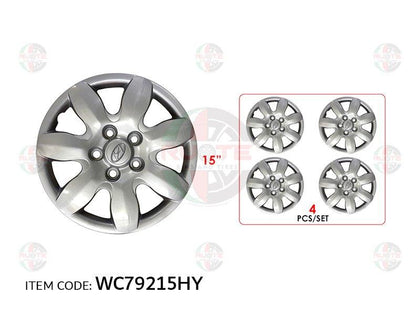Ruote 15Inch Nylon Silver Wheel Hub Cap Cover With Logo Elantra 2007-2010, Set Of 4