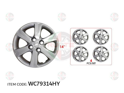 Ruote 14Inch Nylon Silver Wheel Hub Cap Cover With Logo Accent 2006-2010, Set Of 4
