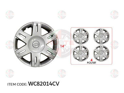 Ruote Optra Lacetti 2003-2009 14Inch Nylon Silver Wheel Hub Cap Cover With Logo, Set Of 4