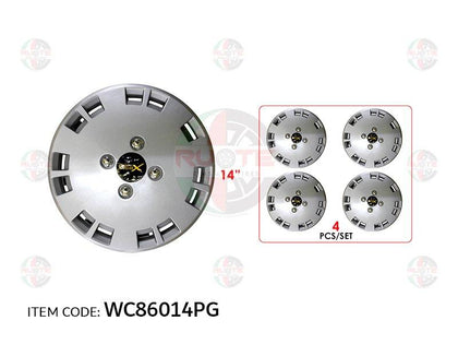 Ruote Peugeot Universal Car 14Inch Nylon Silver Wheel Hub Cap Cover With Logo, Set Of 4