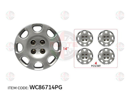 Ruote Peugeot Universal Car 14Inch Nylon Silver Wheel Hub Cap Cover With Logo, Set Of 4 - Wc86714Pg
