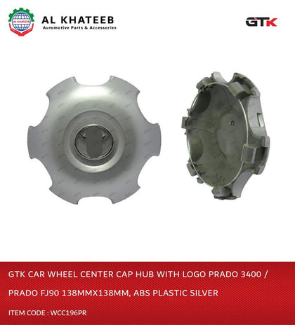 GTK Car Wheel Center Cap Hub With Logo Prado 3400 / Prado FJ90 138Mmx138Mm, ABS Plastic Silver