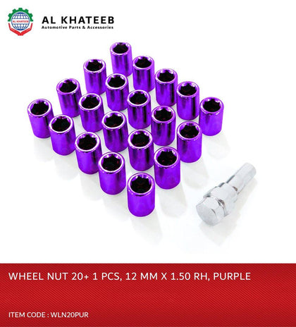 Al Khateeb Universal Car Wheel Rim Lug Nut Spline Lock 12Mmx1.5 Rh Purple 20+1Pc Key Acorn