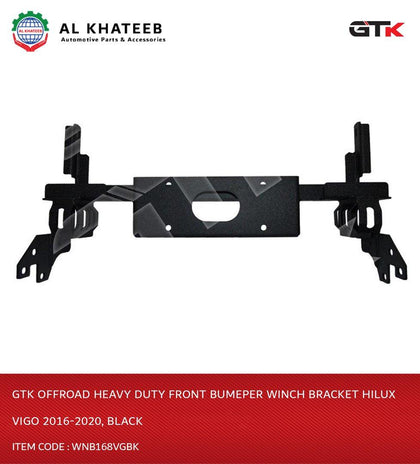 Offroad Heavy Duty Front Bumeper Winch Bracket Hilux Vigo 2016-2020, Black