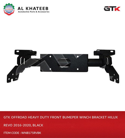 GTK Offroad Heavy Duty Front Bumeper Winch Bracket Hilux Revo 2016-2020, Black