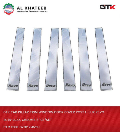 GTK Car Pillar Trim Window Door Cover Post Hilux Revo 2015-2022, Chrome 6Pcs/Set