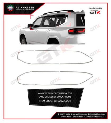 GTK Car Window Molding Strip Trim Decoration Land Cruiser Lc300 2022+ 12Pcs/Set, Chrome