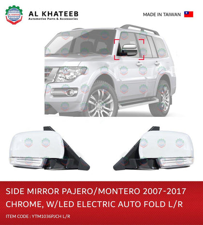 YTM Electric Foldable Chrome With LED Side Mirror For Pajero & Montero 2007-2017