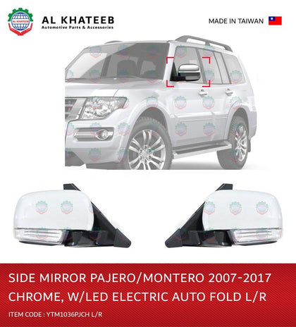 Al Khateeb YTM Side Mirror Right Electric Foldable Chrome With LED Pajero Montero 2007-2017
