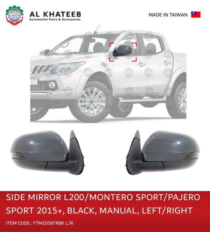 YTM Side Mirror Right Manual Black Triton L200 Montero Sport Pajero Sport 2015+