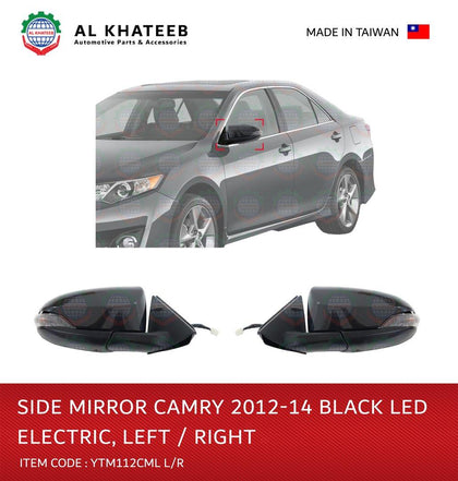 Al Khateeb YTM Car Side Mirror Left Electric Automatic Foldable With LED Camry 2012-2014 L-H, Black
