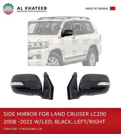 YTM Side Mirror Right Electric Foldable Black With LED Land Cruiser FJ200 2008-2021