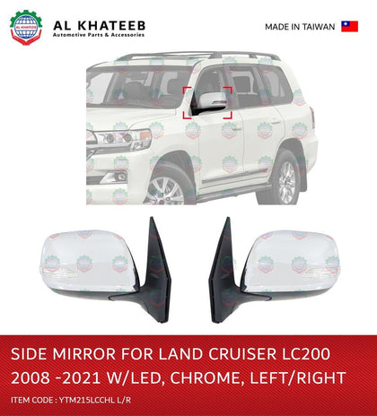 Al Khateeb YTM Electric Foldable Chrome With LED Side Mirror For Land Cruiser FJ200 2008-2021