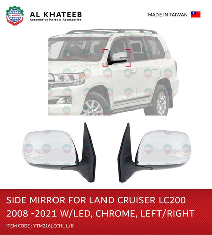 YTM Electric Foldable Chrome With LED Side Mirror For Land Cruiser Lc200 2008-2021