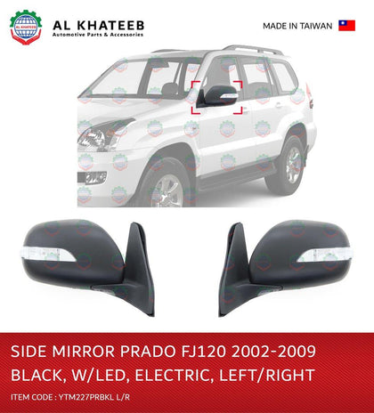 Al Khateeb YTM Electric Foldable Black With LED Side Mirror For Prado FJ120 2002-2009