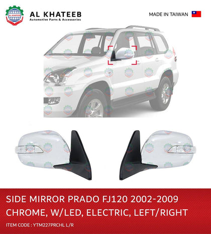 Al Khateeb YTM Electric Foldable Chrome With LED Side Mirror For Prado FJ120 2002-2009