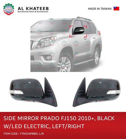 YTM Electric Foldable Black With LED Side Mirror For Prado FJ150 2010-2023